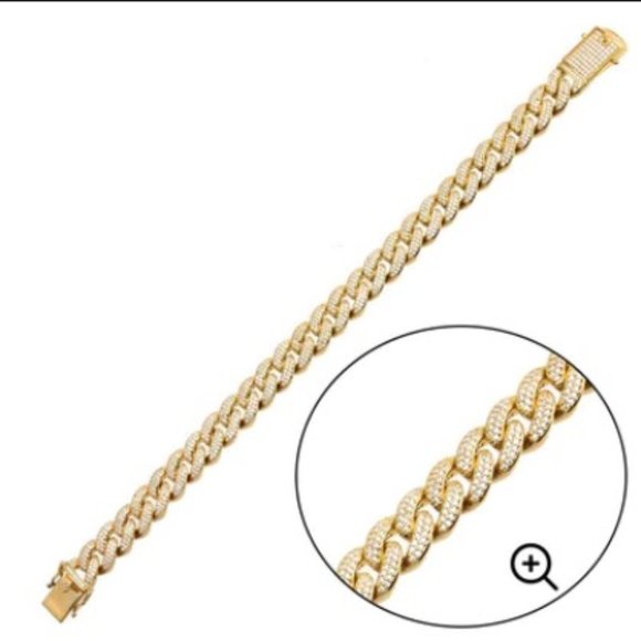 Sterling Silver 925 CZ Encrusted Miami Cuban Link Bracelet 11.5mm - Picture 3 of 3